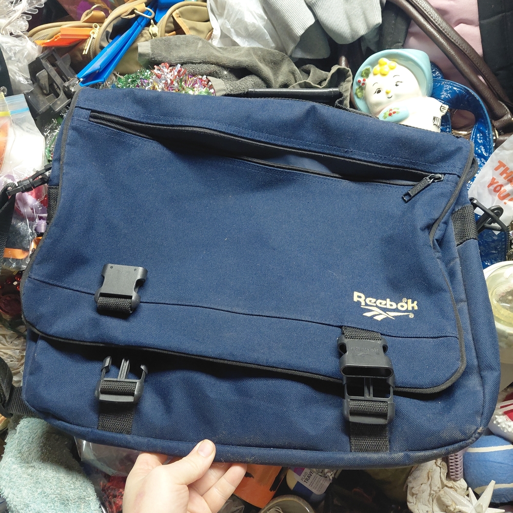 Reebok Navy Blue Messenger Bag for Men with Buckle Closures